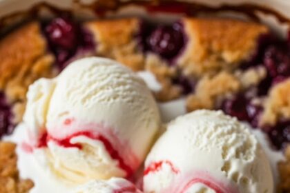 Cherry Dump Cake With Ice Cream