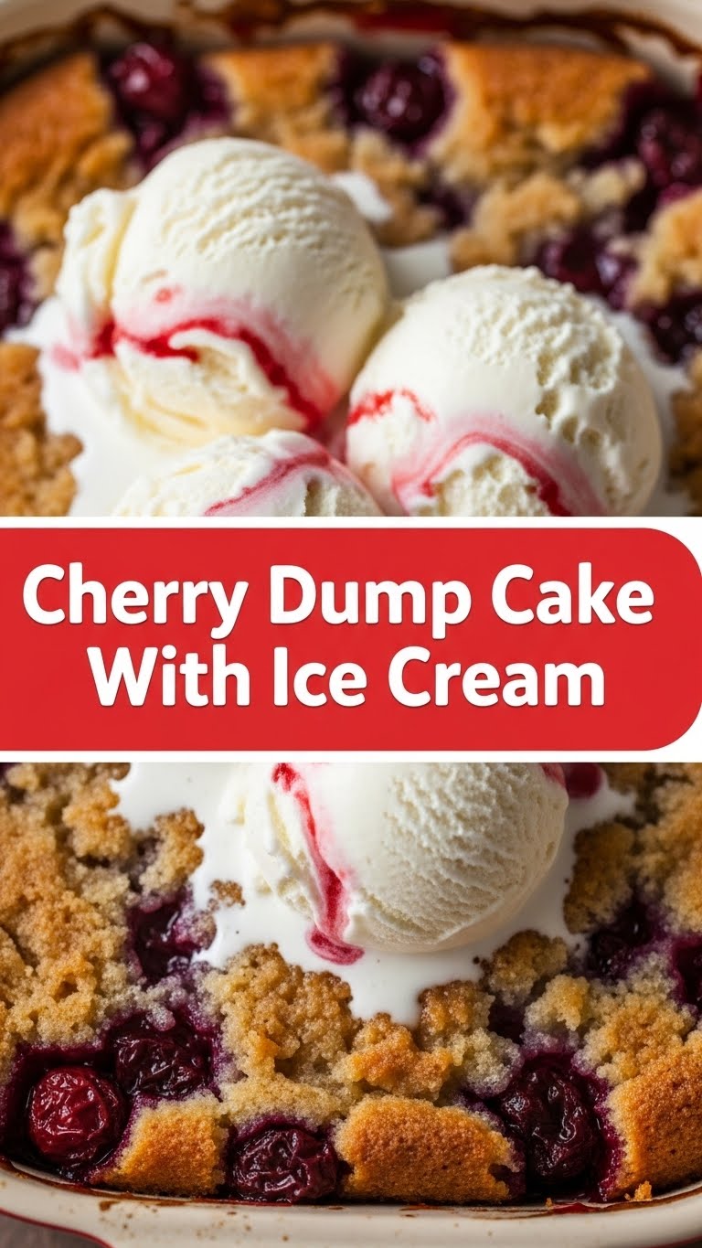 Cherry Dump Cake With Ice Cream