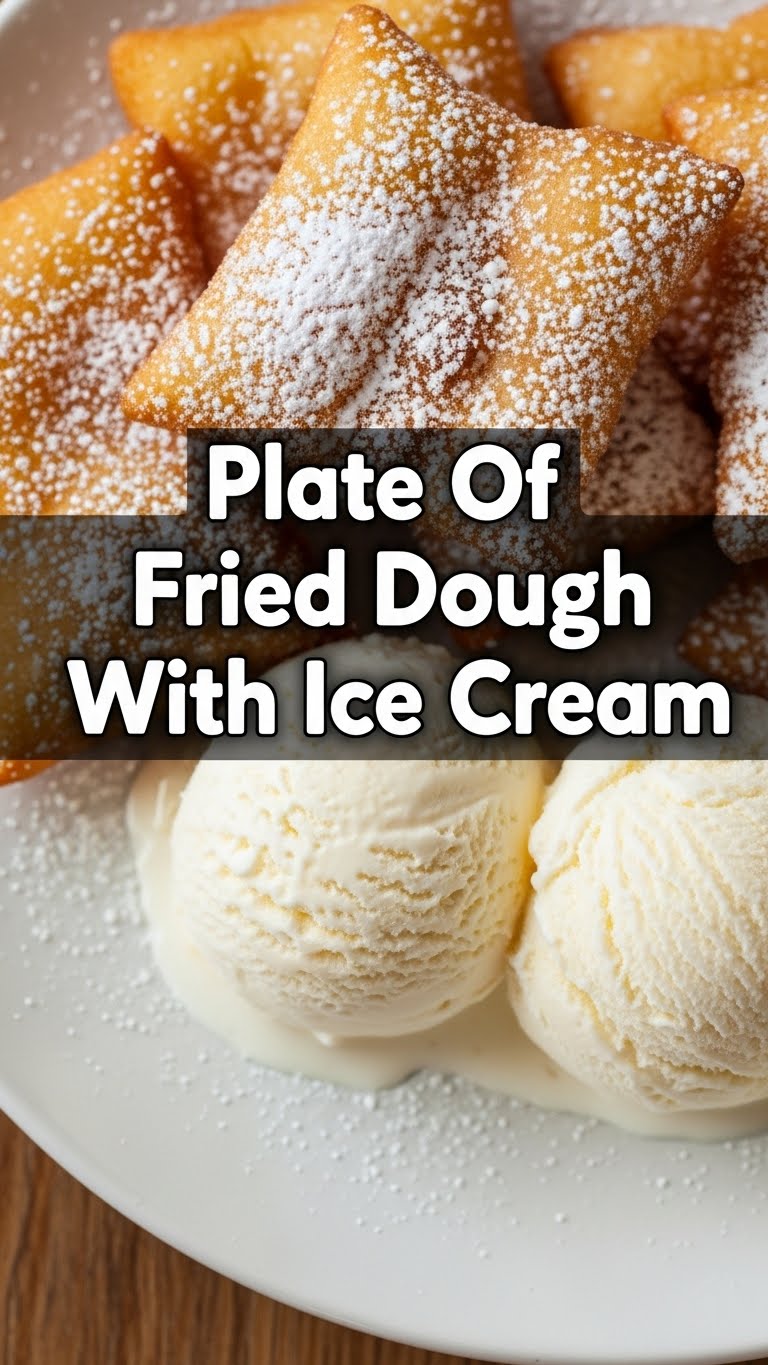 Plate Of Fried Dough With Ice Cream
