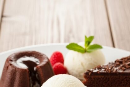 Dessert Platter With Ice Cream And Chocolate
