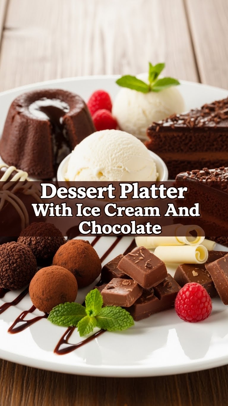 Dessert Platter With Ice Cream And Chocolate