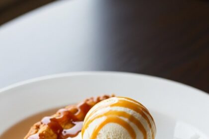 Plate Of Dessert With Ice Cream