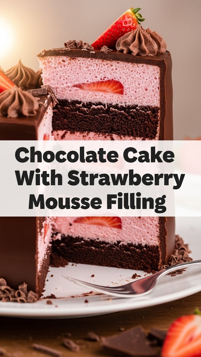 Chocolate Cake With Strawberry Mousse Filling