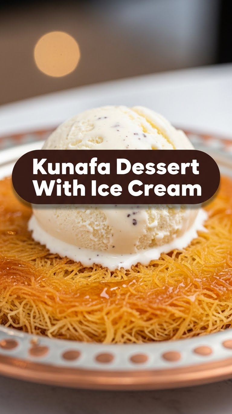 Kunafa Dessert With Ice Cream