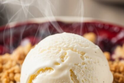 Cherry Crisp With Ice Cream