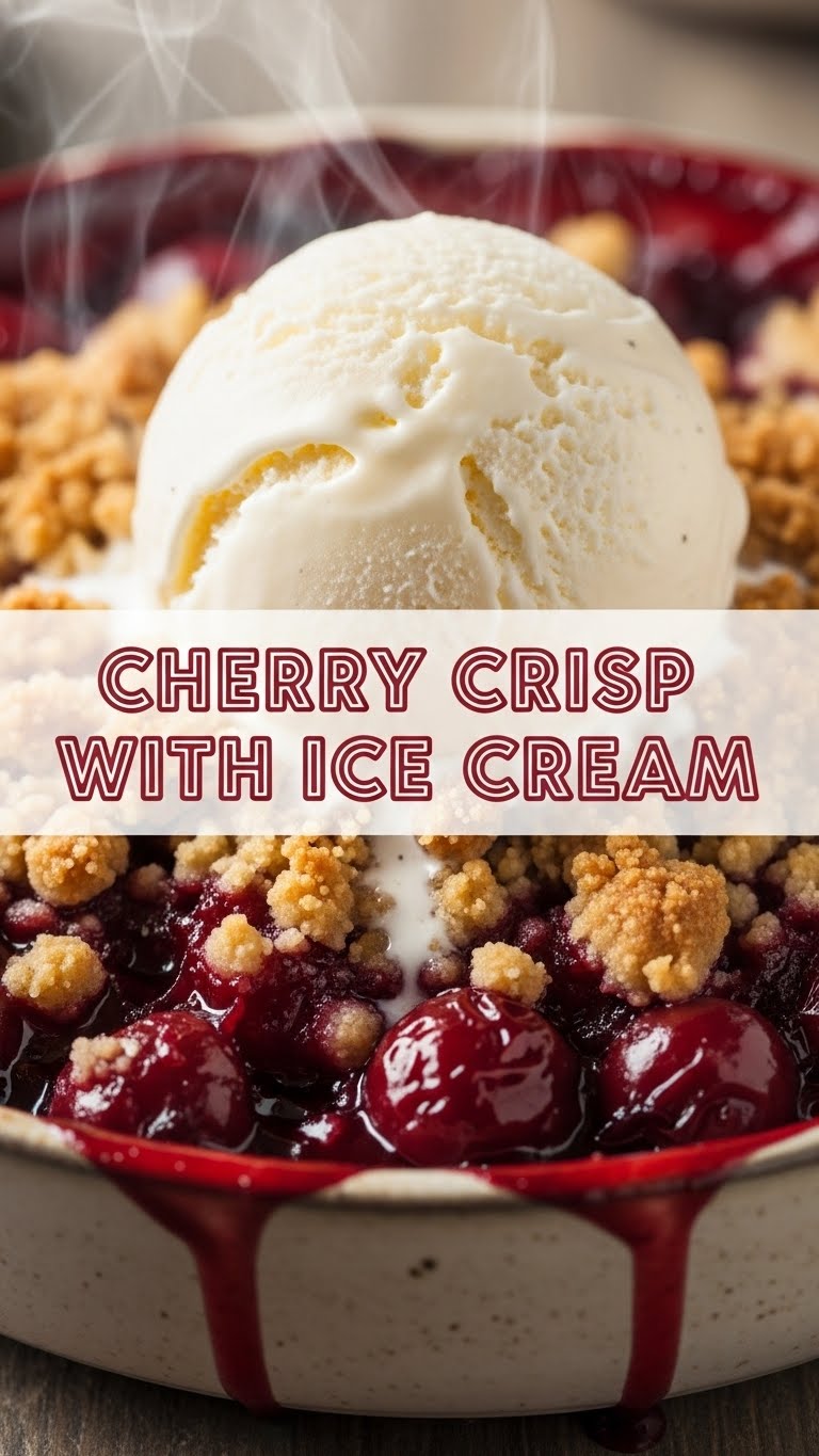 Cherry Crisp With Ice Cream