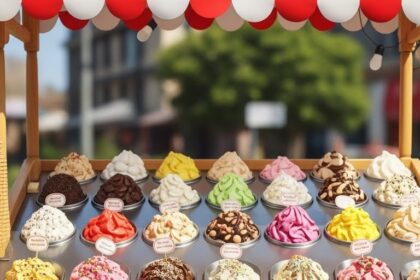 Ice Cream Cart With Various Flavors