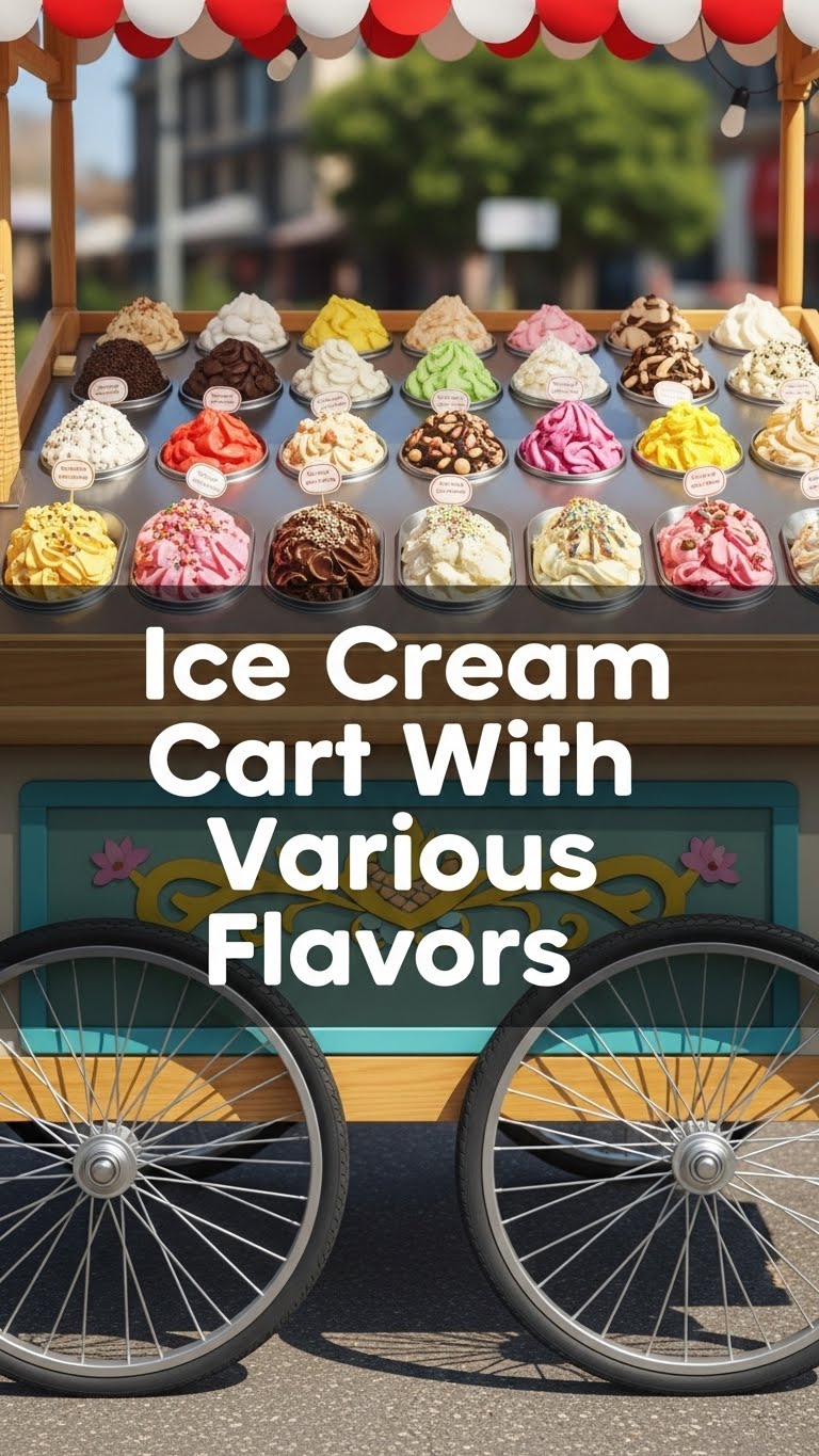 Ice Cream Cart With Various Flavors