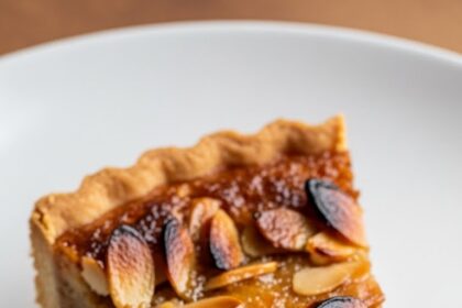 Slice Of Almond Tart With Ice Cream