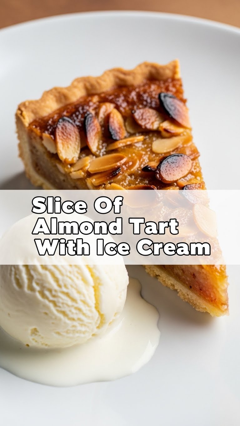 Slice Of Almond Tart With Ice Cream