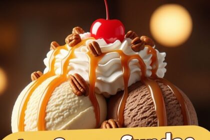 Ice Cream Sundae With Caramel Topping