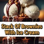 Stack Of Brownies With Ice Cream