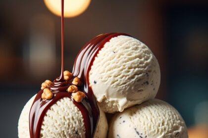 Stack Of Brownies With Ice Cream