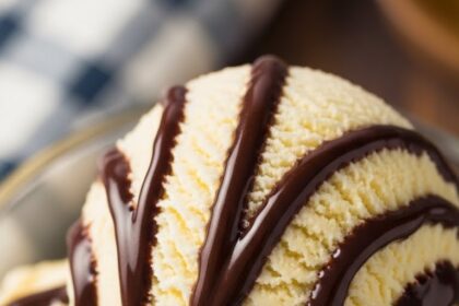 Banana Ice Cream With Chocolate Sauce