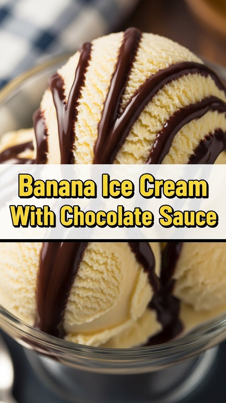 Banana Ice Cream With Chocolate Sauce