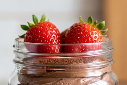 Chocolate Mousse With Strawberries In Jar
