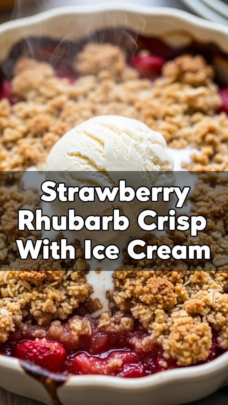 Strawberry Rhubarb Crisp With Ice Cream