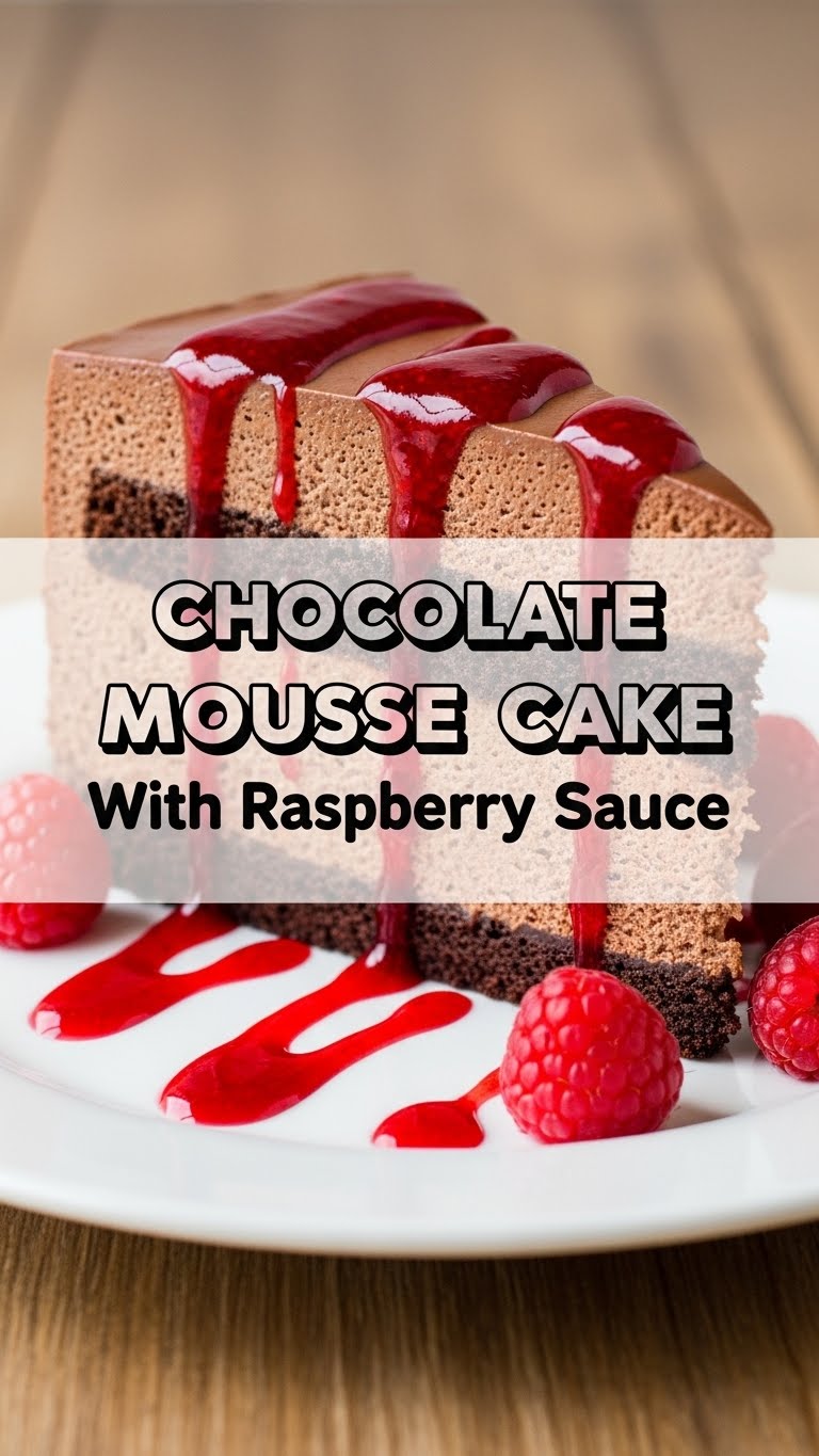 Chocolate Mousse Cake With Raspberry Sauce