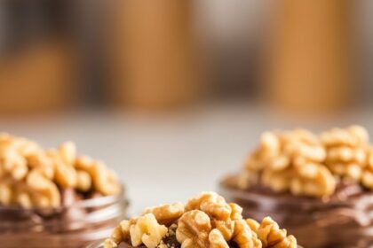 Chocolate Mousse With Walnuts In Jars