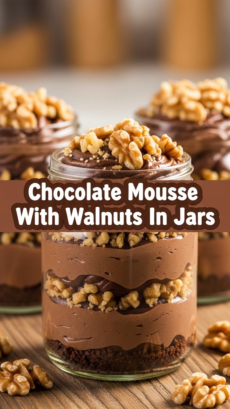 Chocolate Mousse With Walnuts In Jars