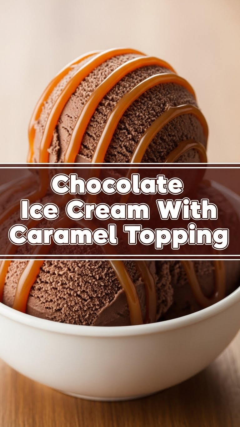 Chocolate Ice Cream With Caramel Topping