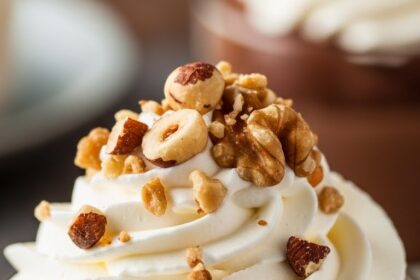 Chocolate Mousse With Whipped Cream And Nuts