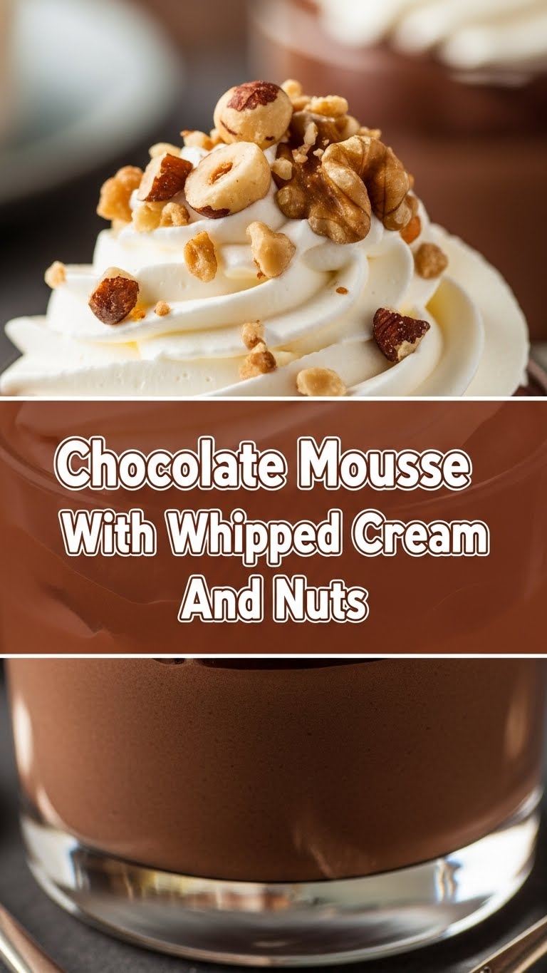 Chocolate Mousse With Whipped Cream And Nuts