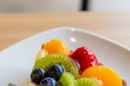 Slice Of Fruit Tart With Ice Cream