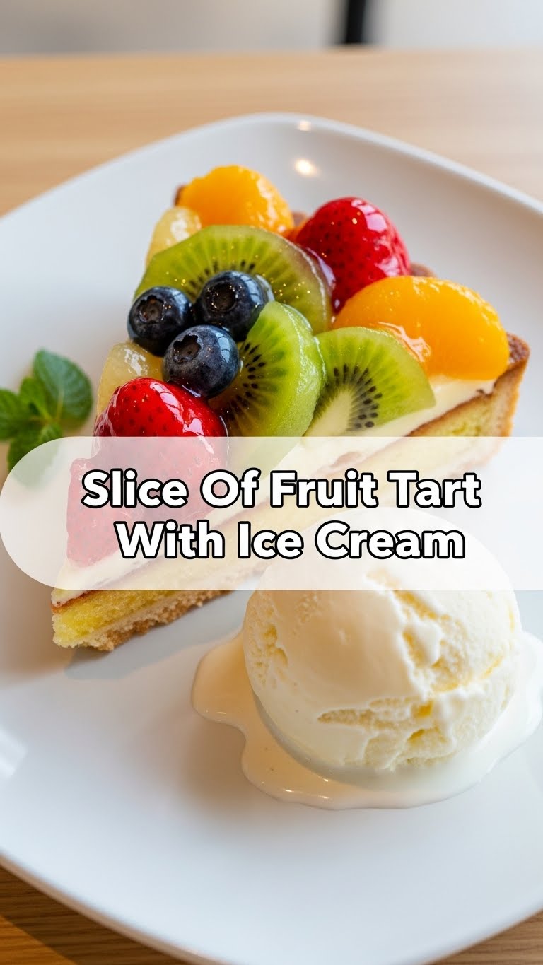 Slice Of Fruit Tart With Ice Cream