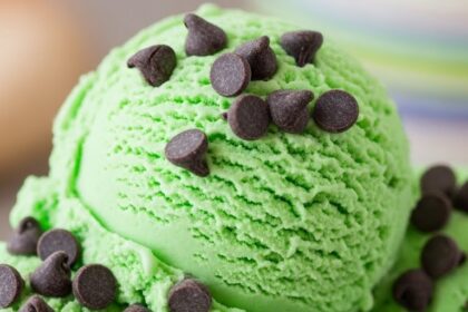 Green Ice Cream With Chocolate Chips