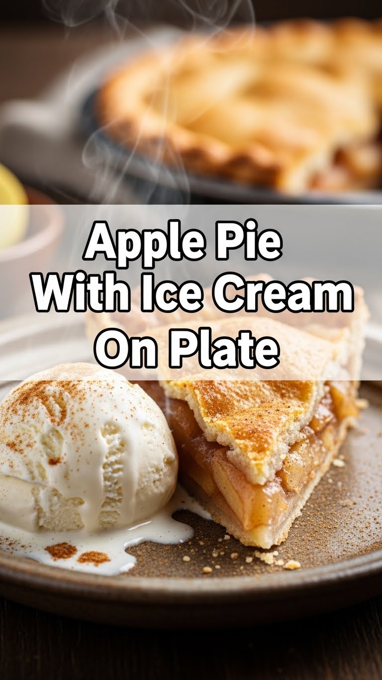 Apple Pie With Ice Cream On Plate