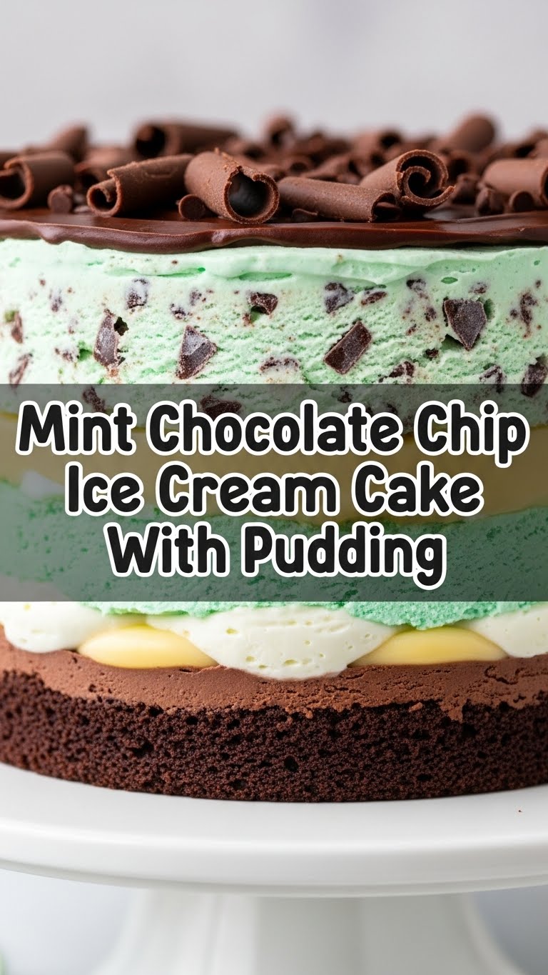 Mint Chocolate Chip Ice Cream Cake With Pudding
