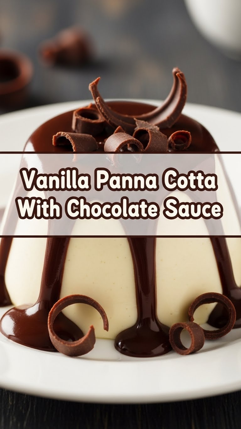 Vanilla Panna Cotta With Chocolate Sauce
