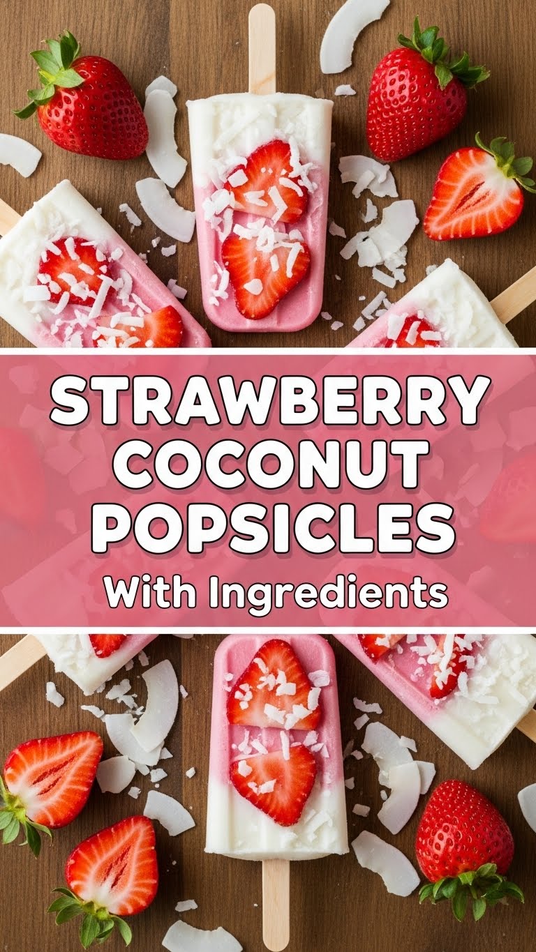 Strawberry Coconut Popsicles With Ingredients