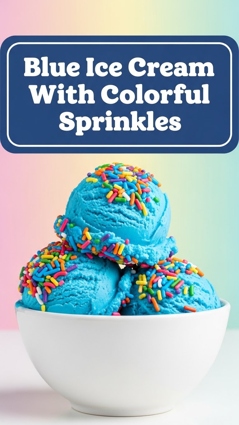 Blue Ice Cream With Colorful Sprinkles