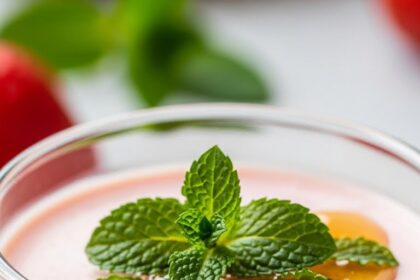 Strawberry Panna Cotta With Mint And Honey