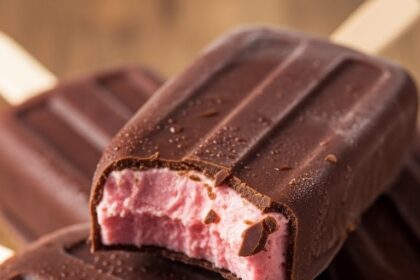 Strawberry Popsicles With Chocolate Coating