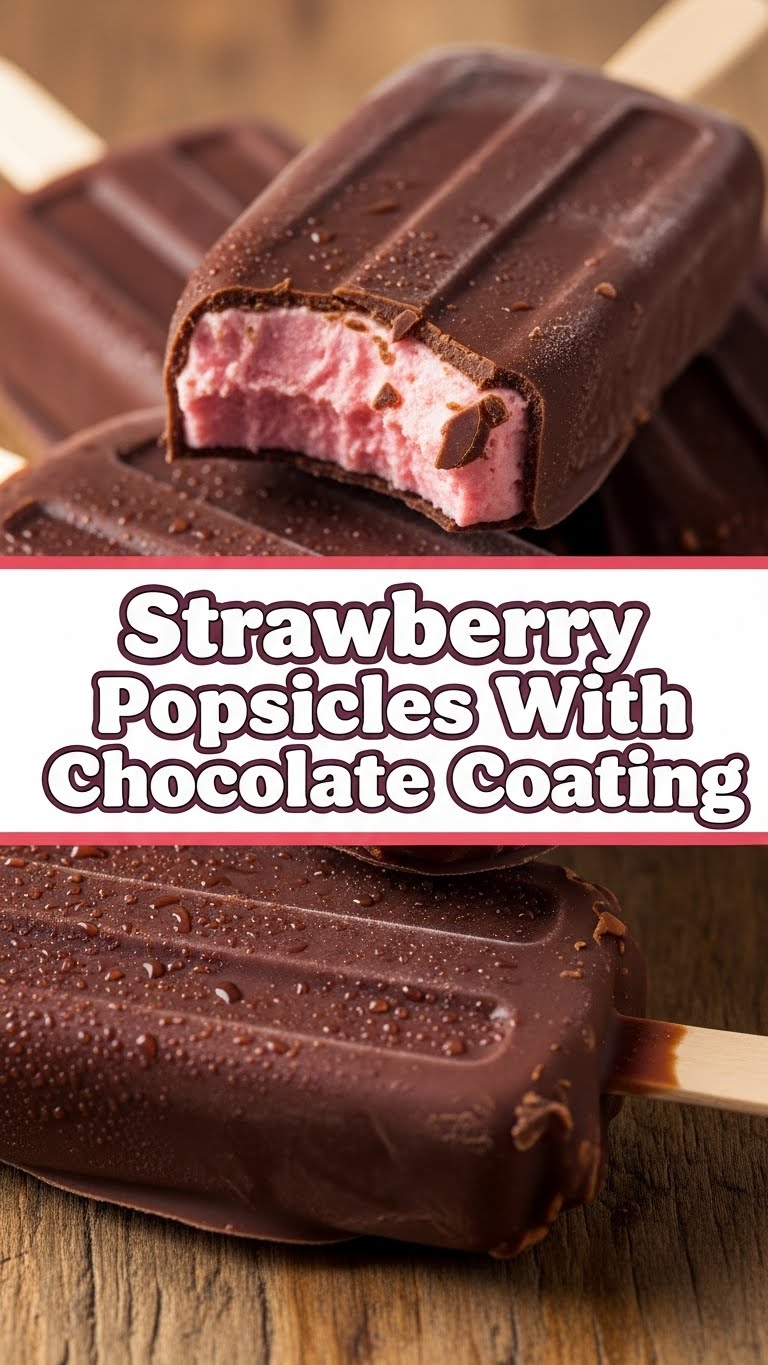 Strawberry Popsicles With Chocolate Coating