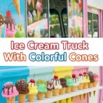 Ice Cream Truck With Colorful Cones