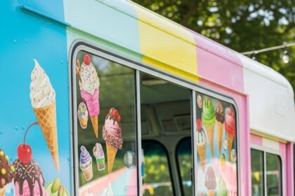Ice Cream Truck With Colorful Cones