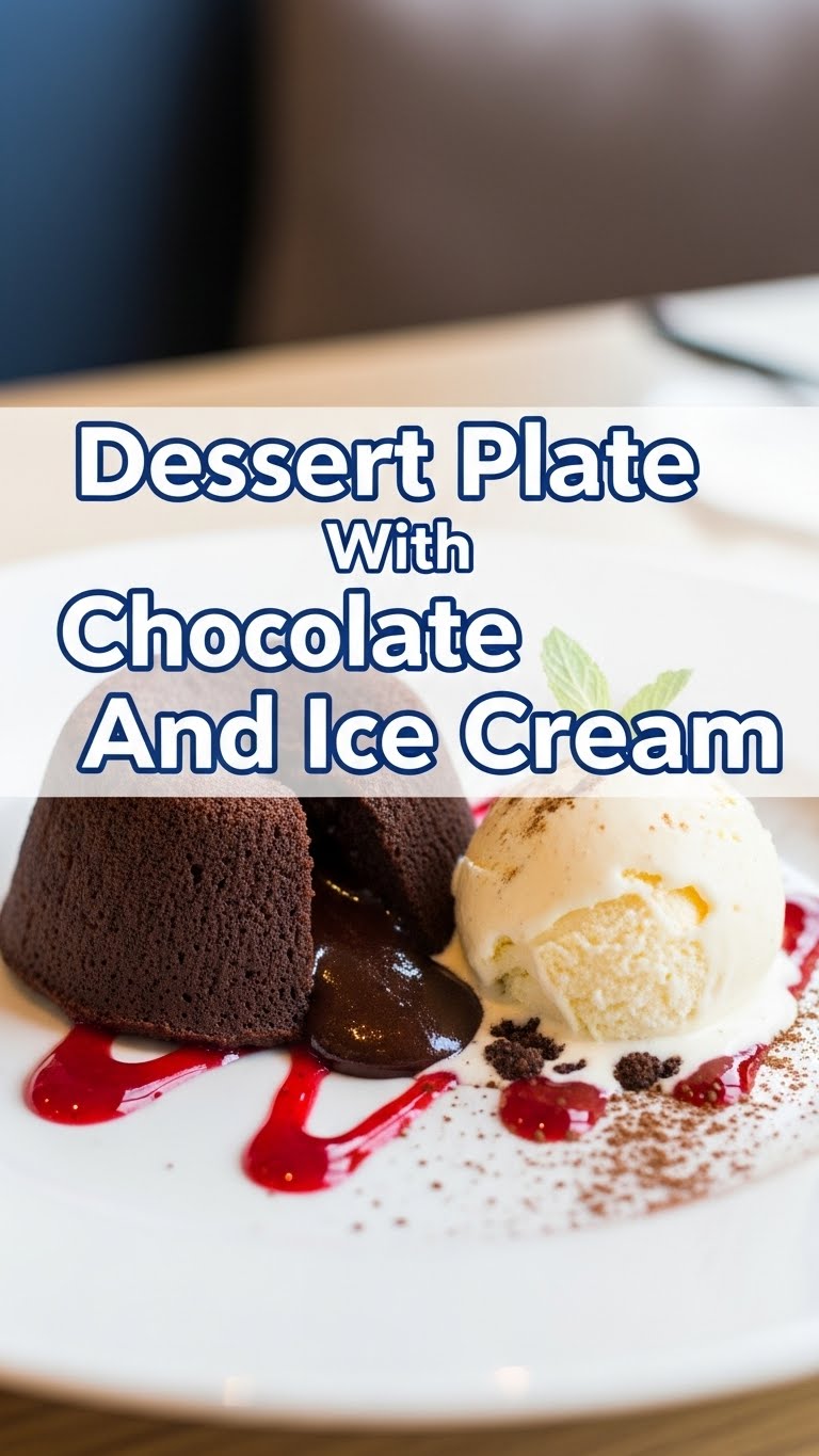 Dessert Plate With Chocolate And Ice Cream