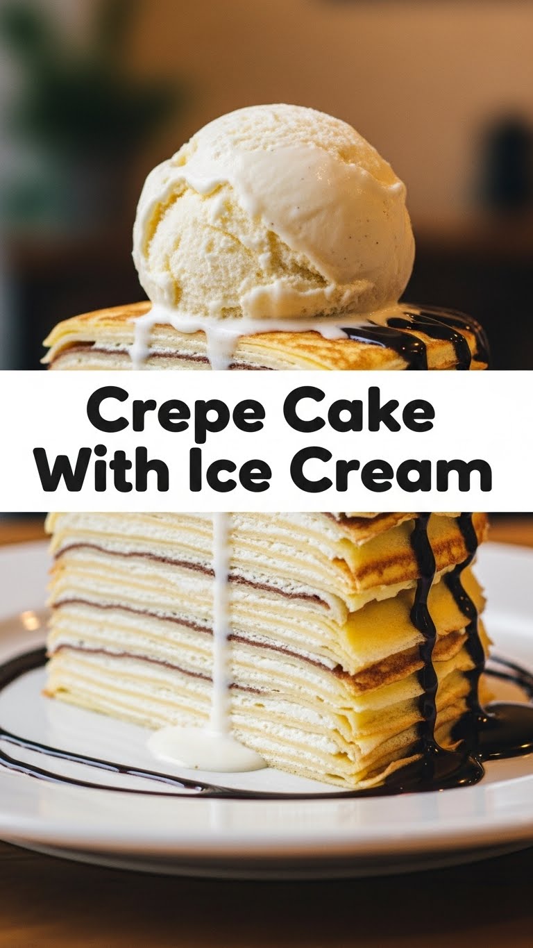 Crepe Cake With Ice Cream