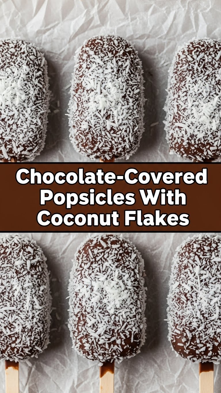 Chocolate-Covered Popsicles With Coconut Flakes