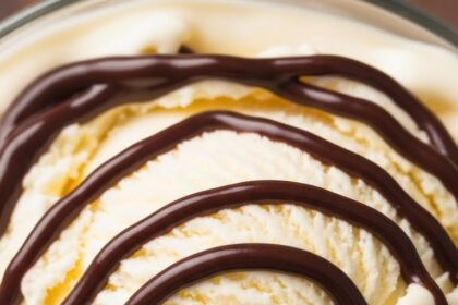 Bowl Of Ice Cream With Chocolate Sauce