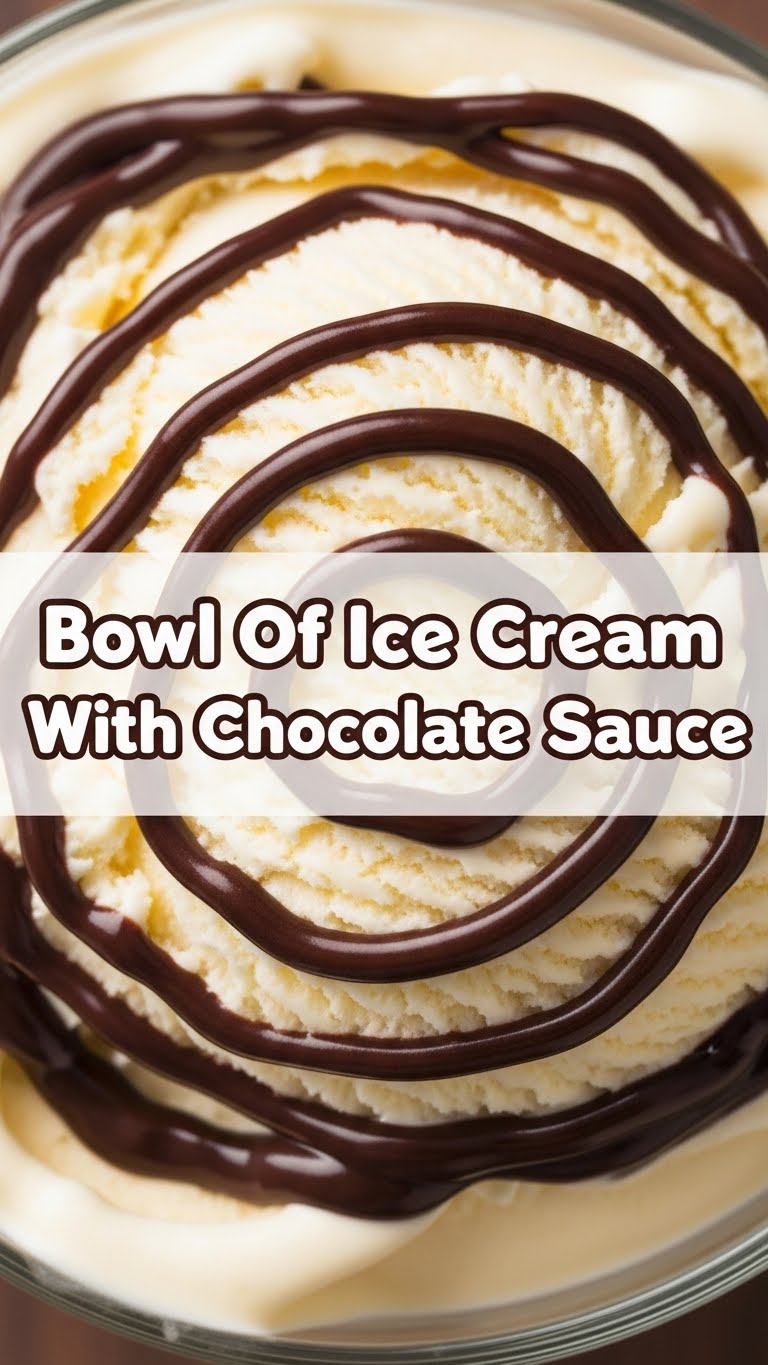 Bowl Of Ice Cream With Chocolate Sauce