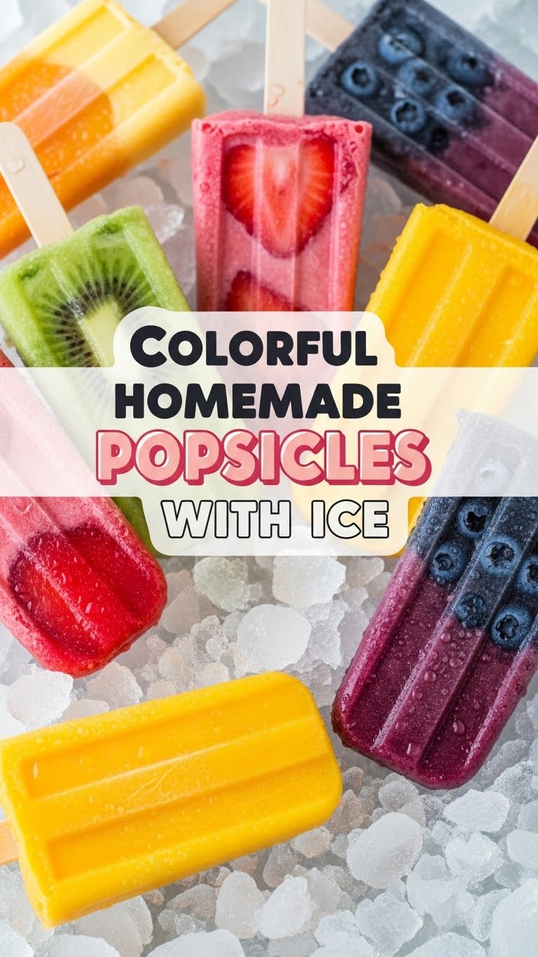 Colorful Homemade Popsicles With Ice