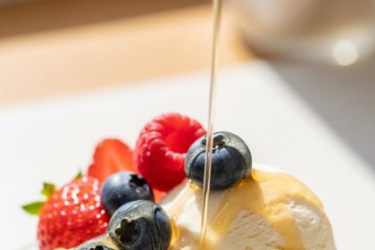 Bowl Of Ice Cream With Berries