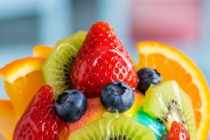 Colorful Ice Cream With Fruit Toppings