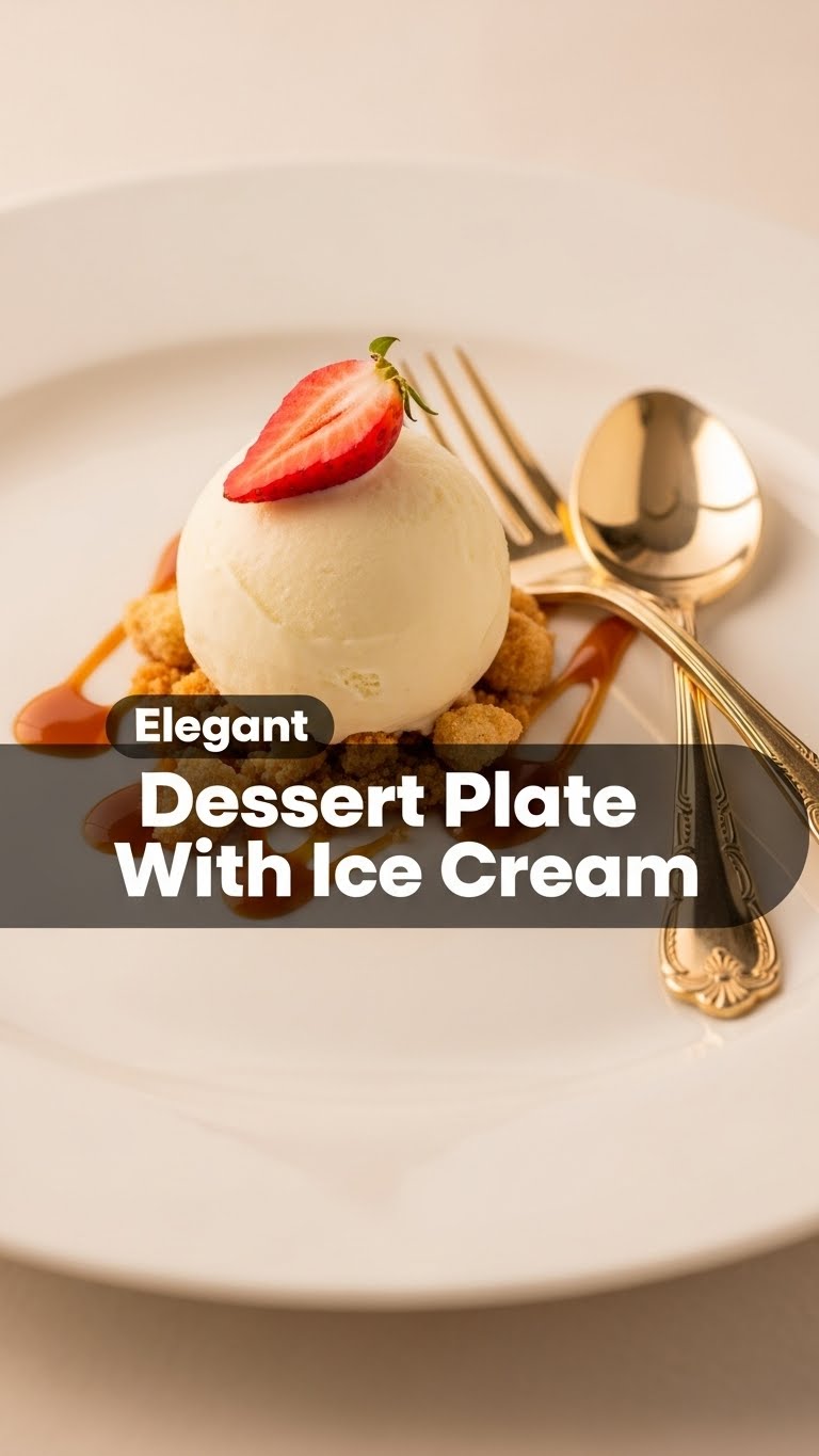 Elegant Dessert Plate With Ice Cream
