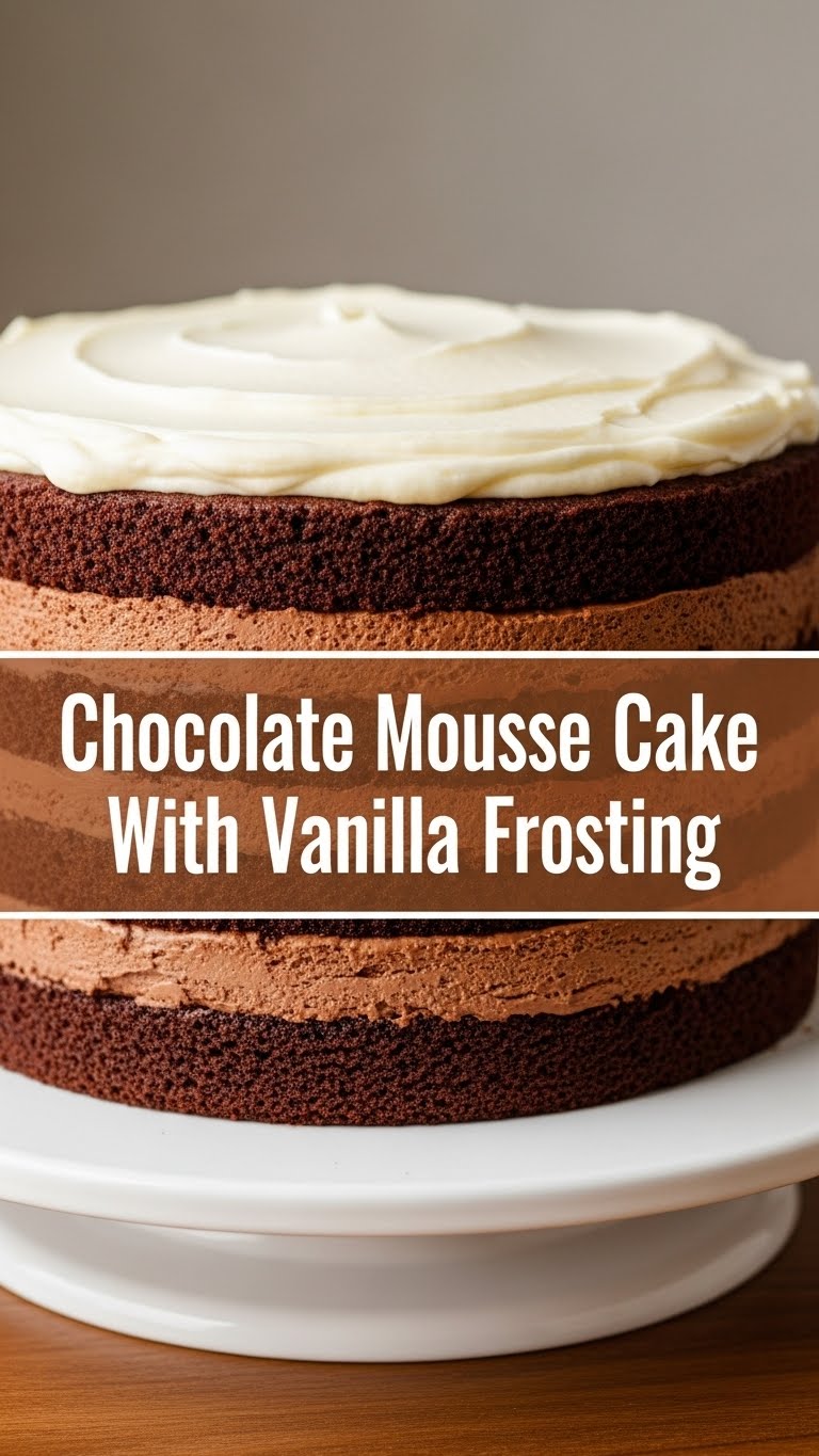 Chocolate Mousse Cake With Vanilla Frosting